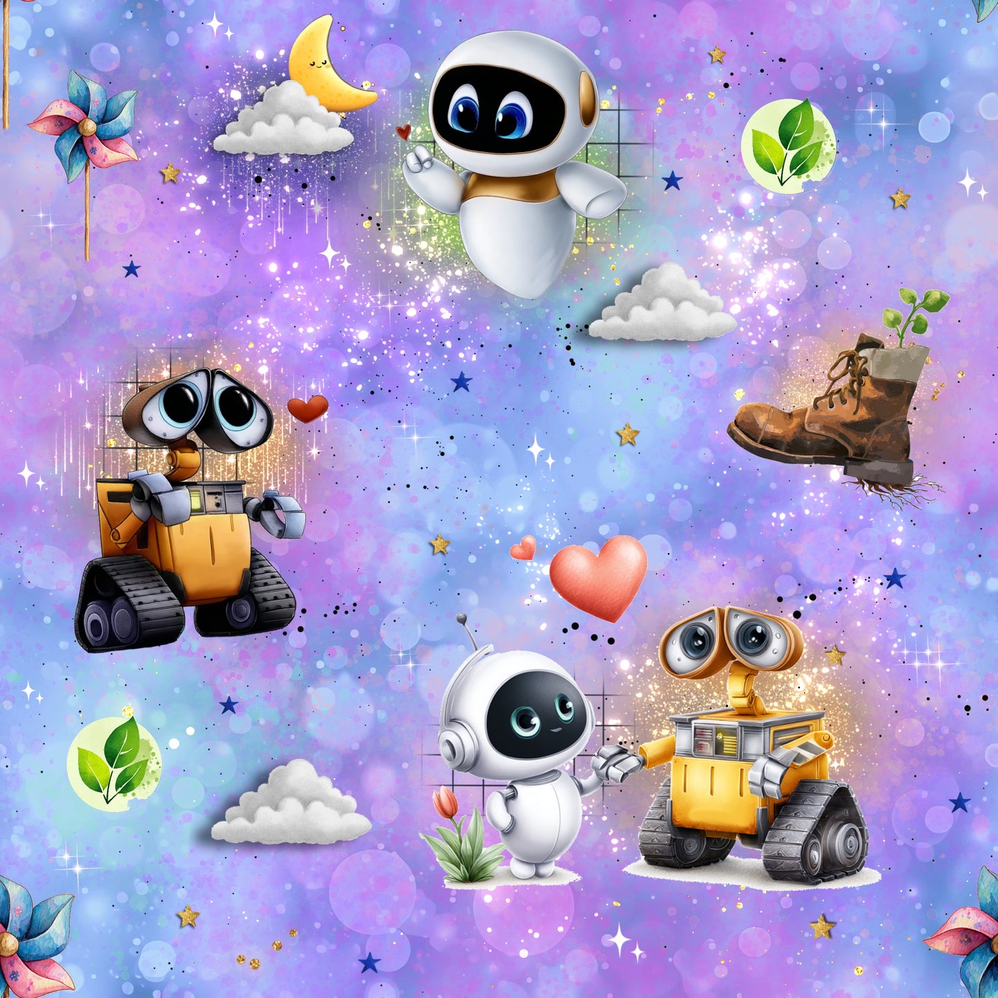 Jersey | Rib Jersey | French Terry Stoffe Meterware "Love in Space“ Lila