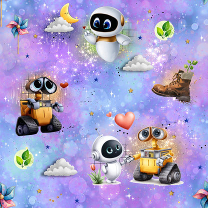 Jersey | Rib Jersey | French Terry Stoffe Meterware "Love in Space“ Lila