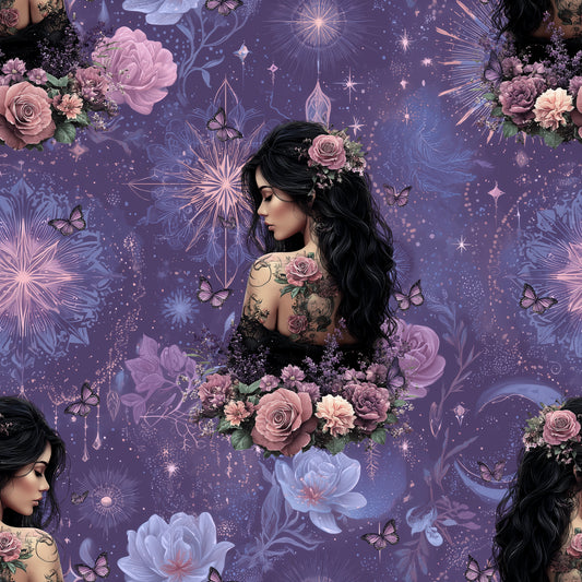 Sternenrose Mystic | Rosen Tattoo Stoff Meterware