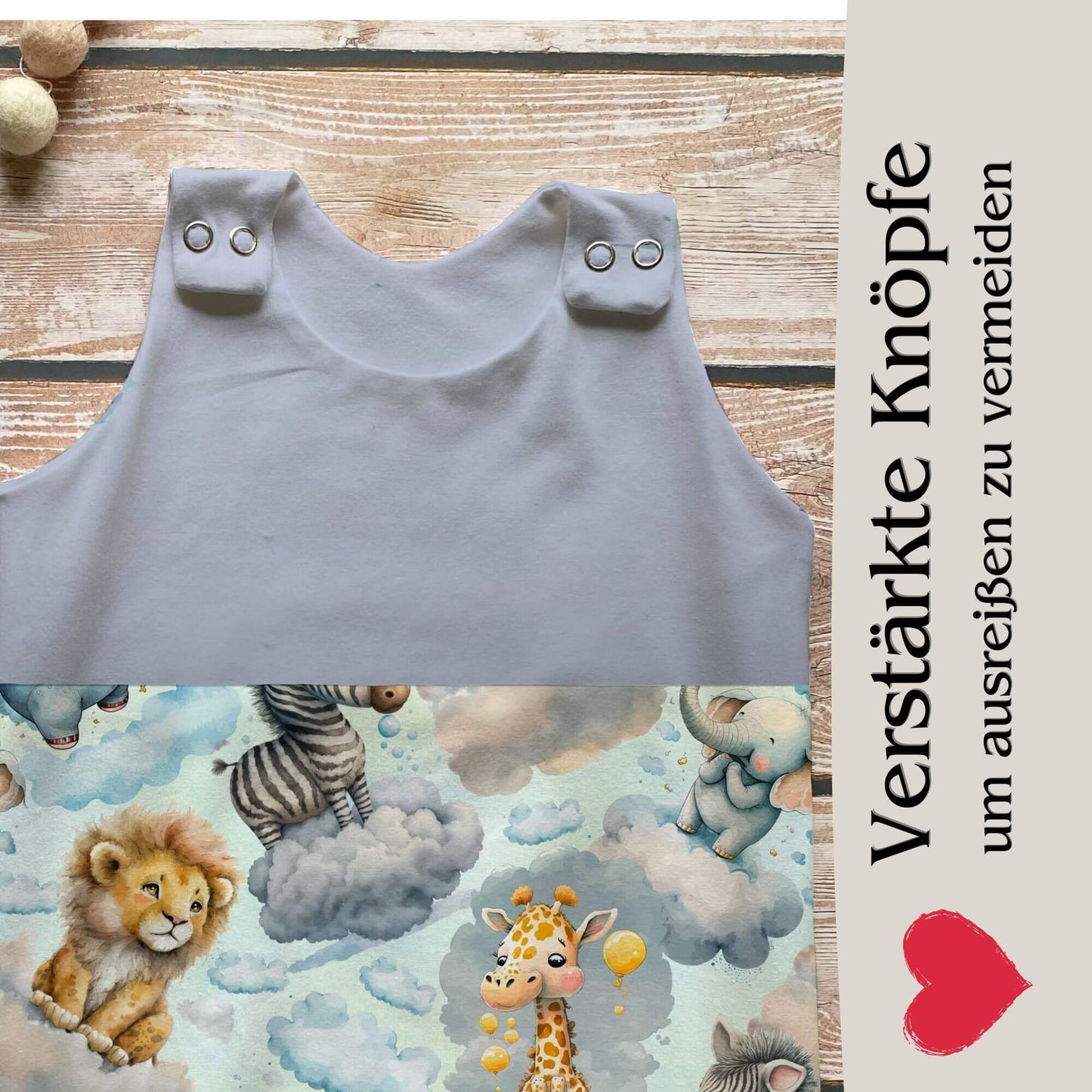Handmade Baby Strampler "Safari träume" blau- geteilt