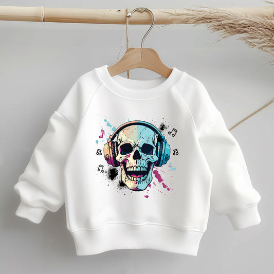 Glitzer-/Bügelbild "Totenkopf mit Kopfhörer