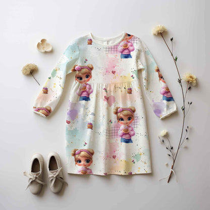 Stoffe Meterware "Cup Cake Girl" - Jersey oder French Terry