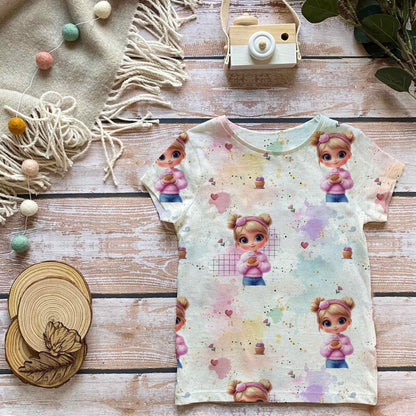 Stoffe Meterware "Cup Cake Girl" - Jersey oder French Terry