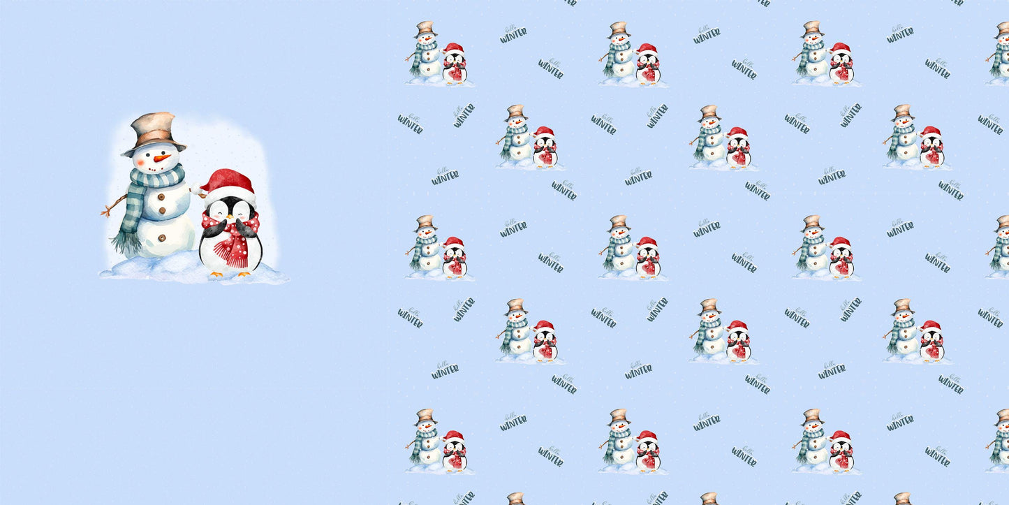 Jersey oder French Terry Weihnachtspanel  Hello Winter - Weihnachtsstoff