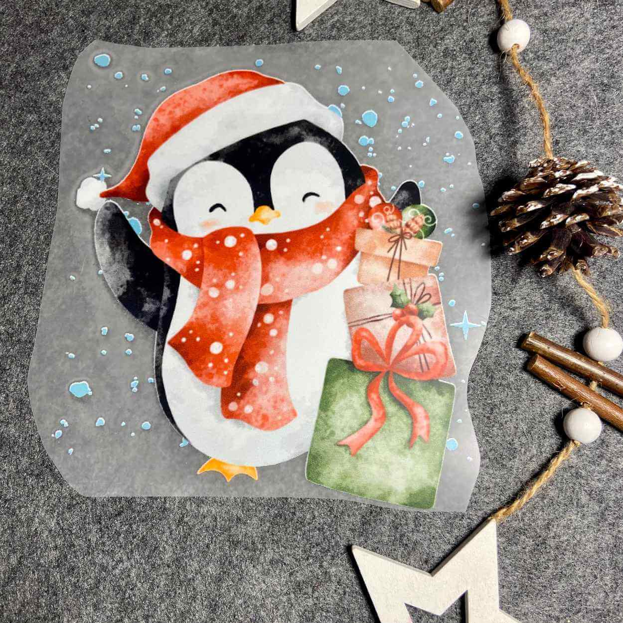 Bügelbilder Weihnachten "Pinguine" Schal