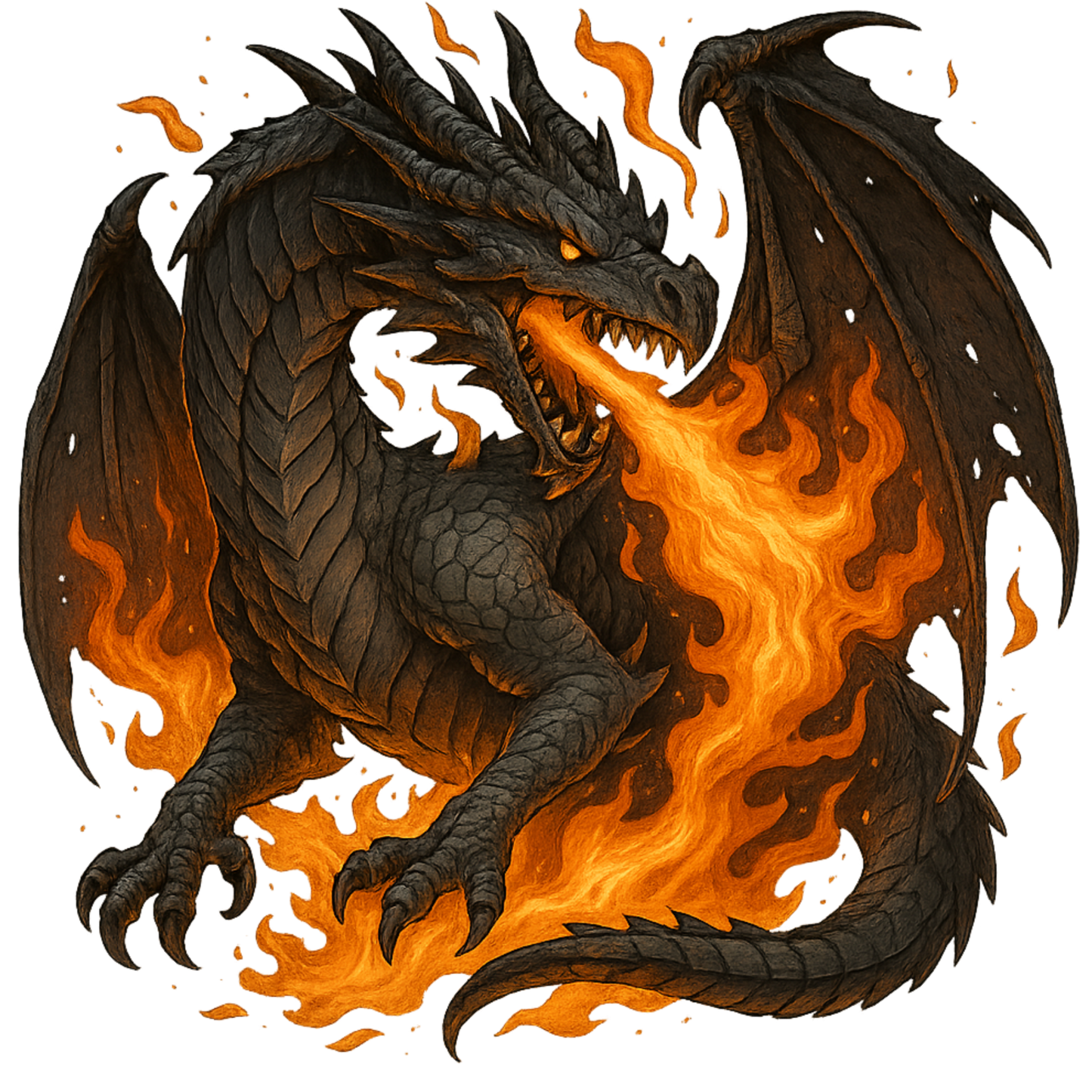 DTF-Bügelbilder für Textilien "schwarzer Drache"