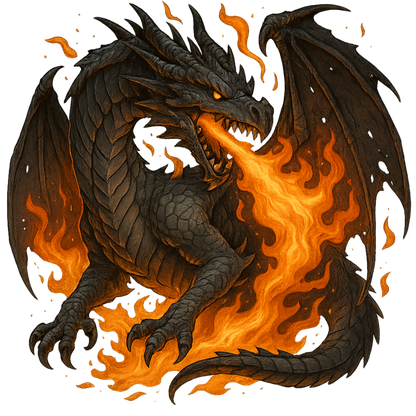 DTF-Bügelbilder für Textilien "schwarzer Drache"