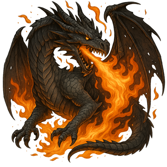 DTF-Bügelbilder für Textilien "schwarzer Drache"