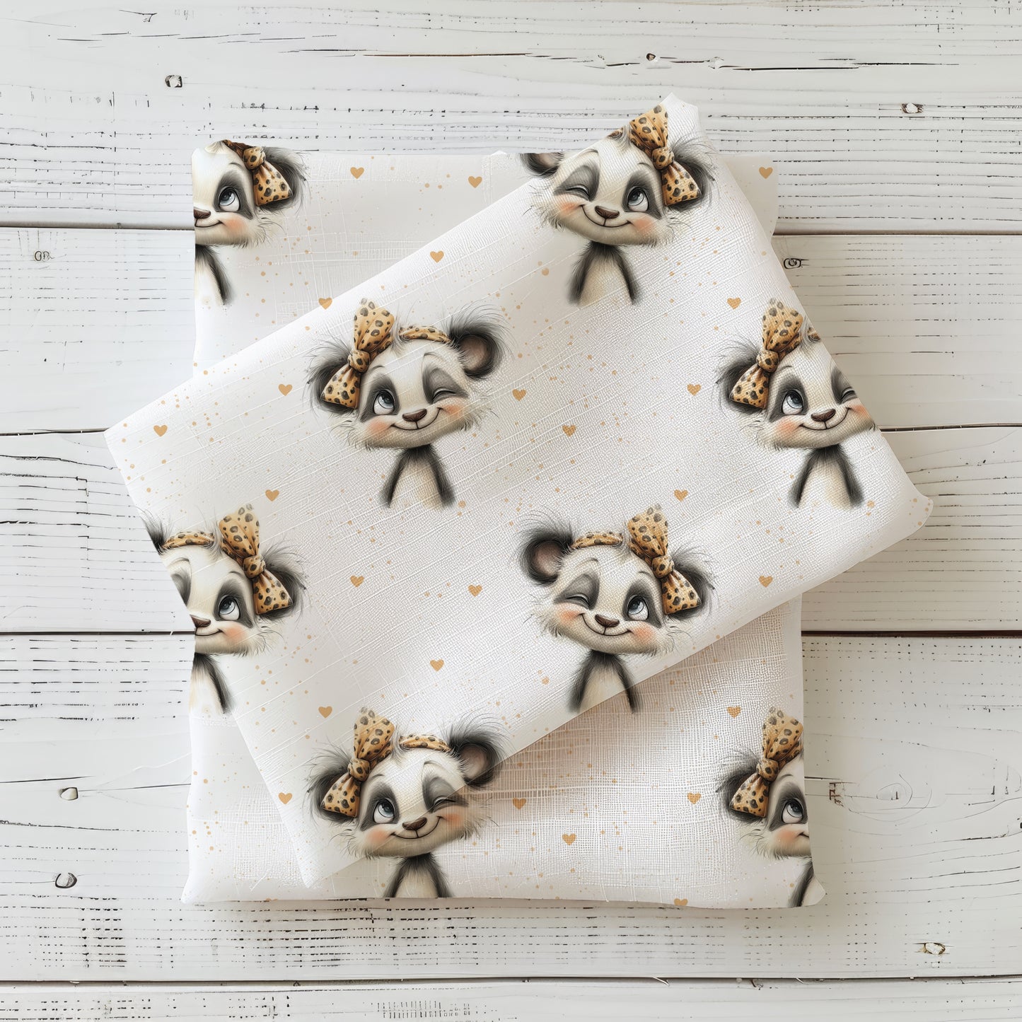 Panda Mädel | Panda Stoff Meterware | Kinderstoff