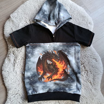 Drache Kinder Bügelbild „Schwarzer Drache“ | DTF Transfer für Kleidung & Accessoires