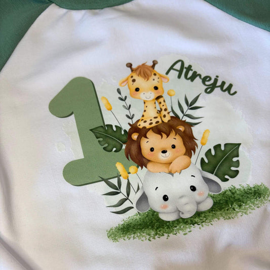 Personalisiertes Bügelbild Geburtstag mit Safari-Motiv