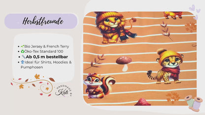 Stoffe Meterware " Herbstfreunde" - Jersey oder French Terry
